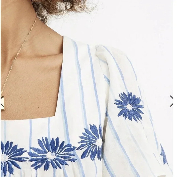 Floral Embroidered Butterfly Top in Stripe - Picture 7 of 10